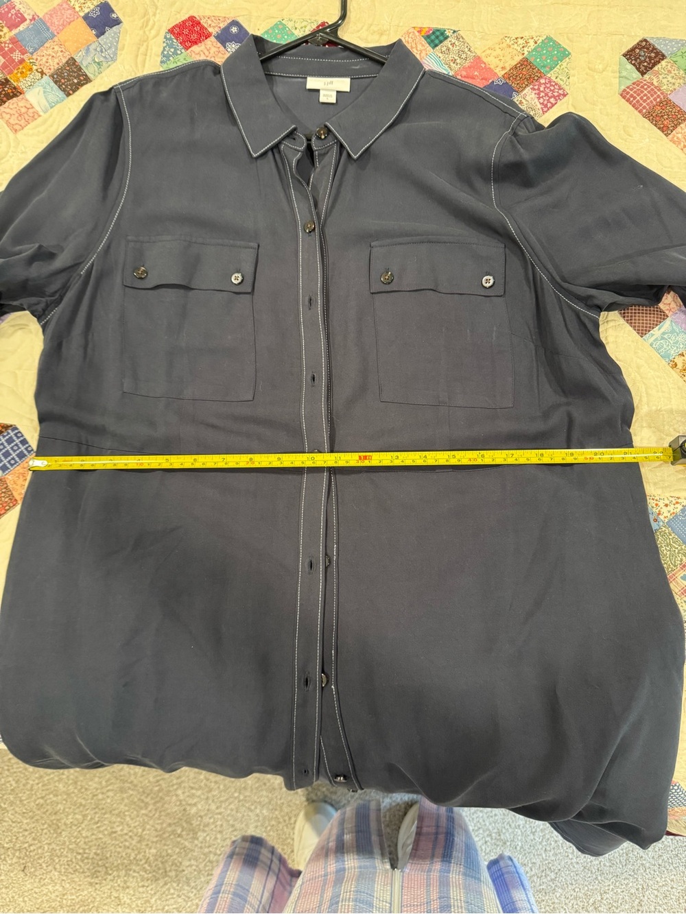 J. Jill Long Navy Button-Front Maxi Shirt Dress - Picture 9 of 12